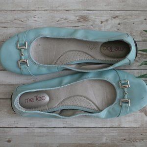 Me Too! Light Blue Patent Leather Flats Size 10